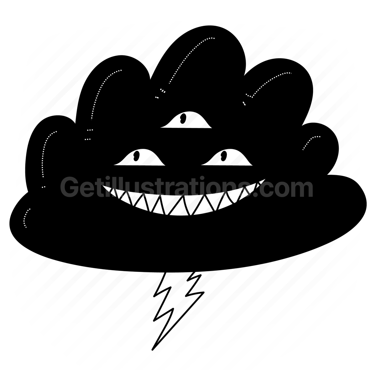 cloud, storm, lightening, monster, alien, creature, bolt, scary